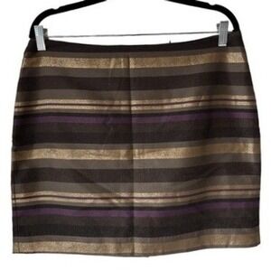 T8 NWT Banana Republic Skirt Mini‎ Striped Brown Gold Purple Size 12 NWT